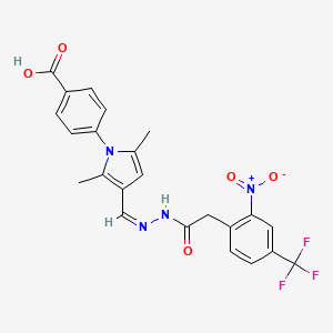 molecular formula C23H19F3N4O5 B10806034 4-[2,5-dimethyl-3-[(Z)-[[2-[2-nitro-4-(trifluoromethyl)phenyl]acetyl]hydrazinylidene]methyl]pyrrol-1-yl]benzoic acid 