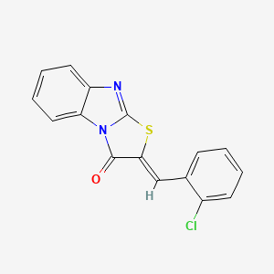 molecular formula C16H9ClN2OS B10806042 2-((2-Chlorophenyl)methylene)thiazolo(3,2-a)benzimidazol-3(2H)-one CAS No. 23983-05-3