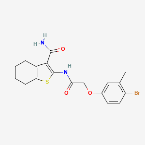 molecular formula C18H19BrN2O3S B10806055 2-[[2-(4-Bromo-3-methylphenoxy)acetyl]amino]-4,5,6,7-tetrahydro-1-benzothiophene-3-carboxamide 