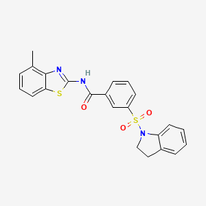 molecular formula C23H19N3O3S2 B10806097 3-(2,3-dihydroindol-1-ylsulfonyl)-N-(4-methyl-1,3-benzothiazol-2-yl)benzamide 