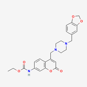 ethyl N-[4-[[4-(1,3-benzodioxol-5-ylmethyl)piperazin-1-yl]methyl]-2-oxo-chromen-7-yl]carbamate