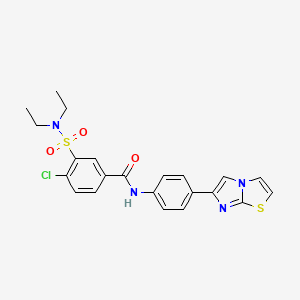 molecular formula C22H21ClN4O3S2 B10806150 4-chloro-3-(diethylsulfamoyl)-N-(4-imidazo[2,1-b][1,3]thiazol-6-ylphenyl)benzamide 