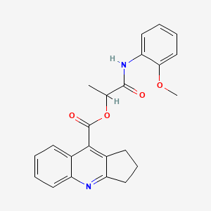 molecular formula C23H22N2O4 B10806167 [1-(2-methoxyanilino)-1-oxopropan-2-yl] 2,3-dihydro-1H-cyclopenta[b]quinoline-9-carboxylate 