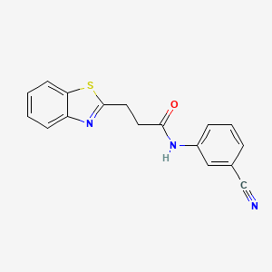 molecular formula C17H13N3OS B10806222 3-(1,3-benzothiazol-2-yl)-N-(3-cyanophenyl)propanamide 