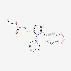 Ethyl 2-((5-(benzo[d][1,3]dioxol-5-yl)-4-phenyl-4H-1,2,4-triazol-3-yl)thio)acetate