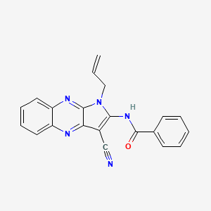 molecular formula C21H15N5O B10806466 N-(3-cyano-1-prop-2-enylpyrrolo[3,2-b]quinoxalin-2-yl)benzamide 