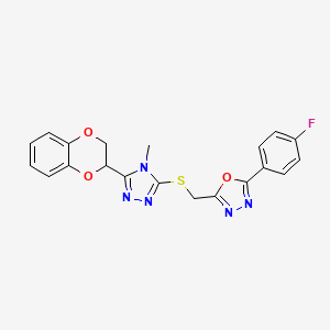 2-[[5-(2,3-Dihydro-1,4-benzodioxin-3-yl)-4-methyl-1,2,4-triazol-3-yl]sulfanylmethyl]-5-(4-fluorophenyl)-1,3,4-oxadiazole