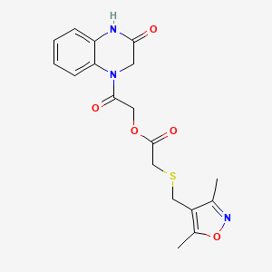 [2-Oxo-2-(3-oxo-2,4-dihydroquinoxalin-1-yl)ethyl] 2-[(3,5-dimethyl-1,2-oxazol-4-yl)methylsulfanyl]acetate