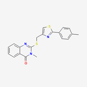 3-Methyl-2-[[2-(4-methylphenyl)-1,3-thiazol-4-yl]methylsulfanyl]quinazolin-4-one