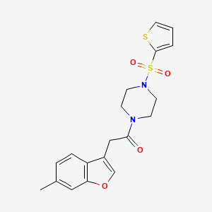 2-(6-Methyl-1-benzofuran-3-yl)-1-(4-thiophen-2-ylsulfonylpiperazin-1-yl)ethanone