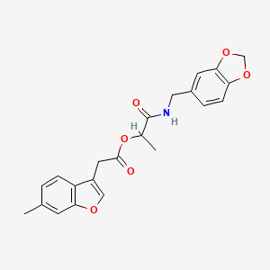 [1-(1,3-Benzodioxol-5-ylmethylamino)-1-oxopropan-2-yl] 2-(6-methyl-1-benzofuran-3-yl)acetate