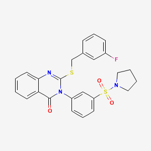 molecular formula C25H22FN3O3S2 B10806619 2-[(3-Fluorophenyl)methylsulfanyl]-3-(3-pyrrolidin-1-ylsulfonylphenyl)quinazolin-4-one 