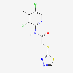 molecular formula C10H8Cl2N4OS2 B10806626 N-(3,5-dichloro-4-methylpyridin-2-yl)-2-(1,3,4-thiadiazol-2-ylsulfanyl)acetamide 