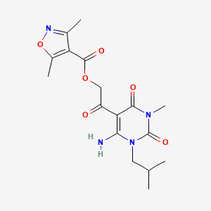 molecular formula C17H22N4O6 B10806627 [2-[4-Amino-1-methyl-3-(2-methylpropyl)-2,6-dioxopyrimidin-5-yl]-2-oxoethyl] 3,5-dimethyl-1,2-oxazole-4-carboxylate 