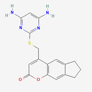 4-[(4,6-diaminopyrimidin-2-yl)sulfanylmethyl]-7,8-dihydro-6H-cyclopenta[g]chromen-2-one