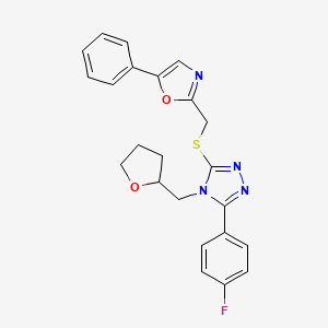 molecular formula C23H21FN4O2S B10806644 2-[[5-(4-Fluorophenyl)-4-(oxolan-2-ylmethyl)-1,2,4-triazol-3-yl]sulfanylmethyl]-5-phenyl-1,3-oxazole 