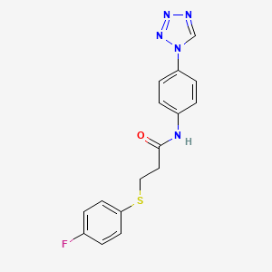 molecular formula C16H14FN5OS B10806750 3-(4-fluorophenyl)sulfanyl-N-[4-(tetrazol-1-yl)phenyl]propanamide 