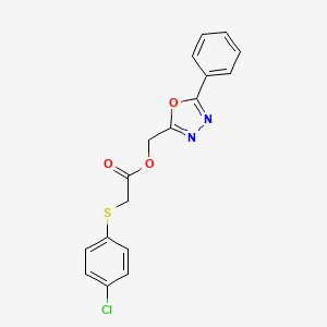 molecular formula C17H13ClN2O3S B10806785 (5-Phenyl-1,3,4-oxadiazol-2-yl)methyl 2-(4-chlorophenyl)sulfanylacetate 