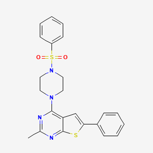 molecular formula C23H22N4O2S2 B10806801 4-[4-(Benzenesulfonyl)piperazin-1-yl]-2-methyl-6-phenylthieno[2,3-d]pyrimidine 