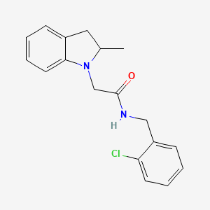 molecular formula C18H19ClN2O B10806816 N-[(2-chlorophenyl)methyl]-2-(2-methyl-2,3-dihydroindol-1-yl)acetamide 