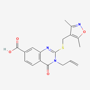 2-[(3,5-Dimethyl-1,2-oxazol-4-yl)methylsulfanyl]-4-oxo-3-prop-2-enylquinazoline-7-carboxylic acid