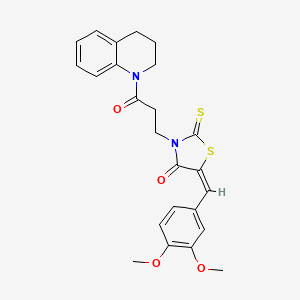 (5E)-3-[3-(3,4-dihydro-2H-quinolin-1-yl)-3-oxopropyl]-5-[(3,4-dimethoxyphenyl)methylidene]-2-sulfanylidene-1,3-thiazolidin-4-one