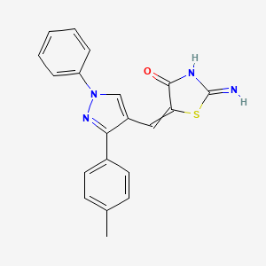 molecular formula C20H16N4OS B10807020 2-Imino-5-[[3-(4-methylphenyl)-1-phenylpyrazol-4-yl]methylidene]-1,3-thiazolidin-4-one 