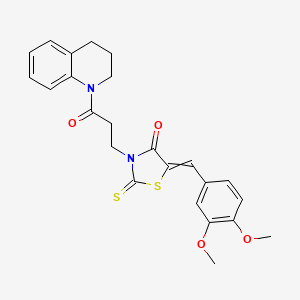 molecular formula C24H24N2O4S2 B10807025 3-[3-(3,4-dihydro-2H-quinolin-1-yl)-3-oxopropyl]-5-[(3,4-dimethoxyphenyl)methylidene]-2-sulfanylidene-1,3-thiazolidin-4-one 