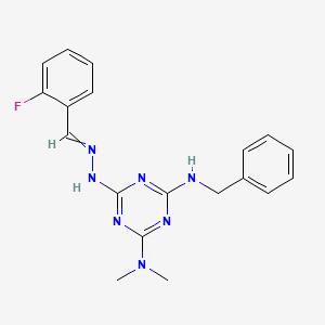 6-N-benzyl-4-N-[(2-fluorophenyl)methylideneamino]-2-N,2-N-dimethyl-1,3,5-triazine-2,4,6-triamine