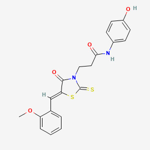 molecular formula C20H18N2O4S2 B10807072 N-(4-hydroxyphenyl)-3-[(5Z)-5-[(2-methoxyphenyl)methylene]-4-oxo-2-thioxo-thiazolidin-3-yl]propanamide 