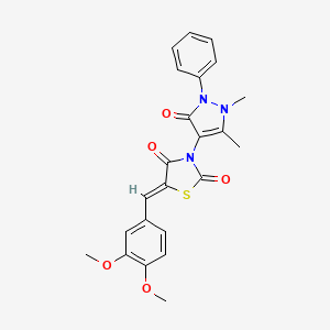 (5Z)-5-(3,4-dimethoxybenzylidene)-3-(1,5-dimethyl-3-oxo-2-phenyl-2,3-dihydro-1H-pyrazol-4-yl)-1,3-thiazolidine-2,4-dione