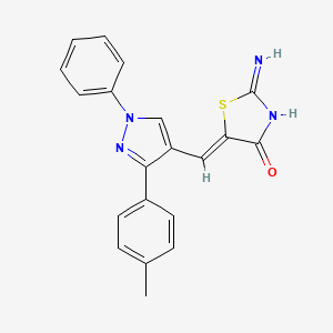 molecular formula C20H16N4OS B10807091 (5Z)-2-imino-5-[[3-(4-methylphenyl)-1-phenylpyrazol-4-yl]methylidene]-1,3-thiazolidin-4-one 