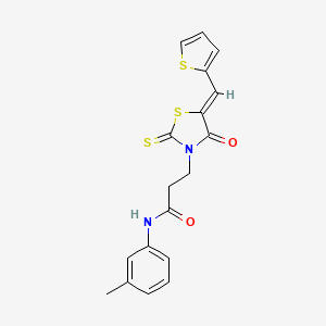 molecular formula C18H16N2O2S3 B10807098 (Z)-3-(4-Oxo-5-(thiophen-2-ylmethylene)-2-thioxothiazolidin-3-yl)-N-(m-tolyl)propanamide 