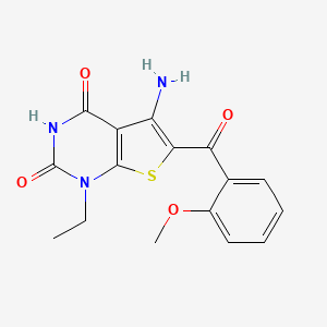 molecular formula C16H15N3O4S B10807117 5-Amino-1-ethyl-6-(2-methoxybenzoyl)thieno[2,3-d]pyrimidine-2,4-dione 