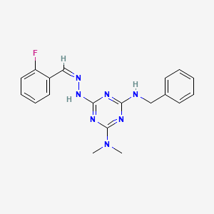 6-N-benzyl-4-N-[(Z)-(2-fluorophenyl)methylideneamino]-2-N,2-N-dimethyl-1,3,5-triazine-2,4,6-triamine