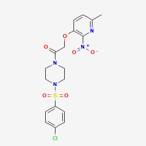 molecular formula C18H19ClN4O6S B10807132 1-[4-(4-Chlorophenyl)sulfonylpiperazin-1-yl]-2-(6-methyl-2-nitropyridin-3-yl)oxyethanone 