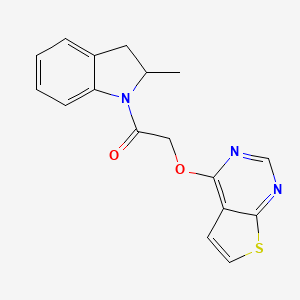 1-(2-Methyl-2,3-dihydroindol-1-yl)-2-thieno[2,3-d]pyrimidin-4-yloxyethanone