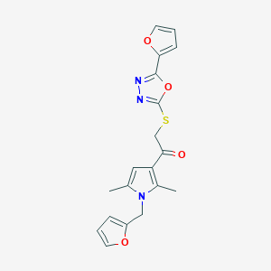 1-[1-(Furan-2-ylmethyl)-2,5-dimethylpyrrol-3-yl]-2-[[5-(furan-2-yl)-1,3,4-oxadiazol-2-yl]sulfanyl]ethanone