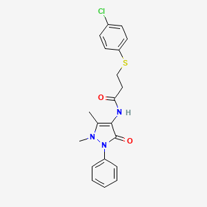 3-[(4-chlorophenyl)sulfanyl]-N-(1,5-dimethyl-3-oxo-2-phenyl-2,3-dihydro-1H-pyrazol-4-yl)propanamide