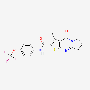 4-methyl-2-oxo-N-[4-(trifluoromethoxy)phenyl]-6-thia-1,8-diazatricyclo[7.3.0.03,7]dodeca-3(7),4,8-triene-5-carboxamide