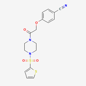 4-[2-Oxo-2-(4-thiophen-2-ylsulfonylpiperazin-1-yl)ethoxy]benzonitrile