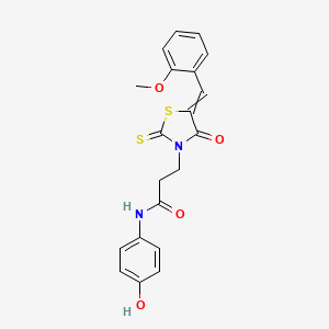 molecular formula C20H18N2O4S2 B10807194 N-(4-hydroxyphenyl)-3-[5-[(2-methoxyphenyl)methylidene]-4-oxo-2-sulfanylidene-1,3-thiazolidin-3-yl]propanamide 