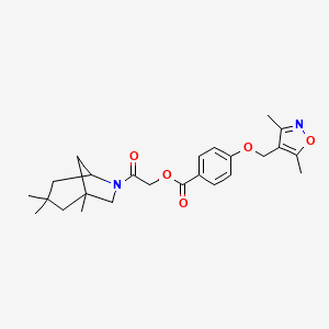 molecular formula C25H32N2O5 B10807208 [2-Oxo-2-(1,3,3-trimethyl-6-azabicyclo[3.2.1]octan-6-yl)ethyl] 4-[(3,5-dimethyl-1,2-oxazol-4-yl)methoxy]benzoate 