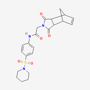 molecular formula C22H25N3O5S B10807212 2-(3,5-dioxo-4-azatricyclo[5.2.1.02,6]dec-8-en-4-yl)-N-(4-piperidin-1-ylsulfonylphenyl)acetamide 