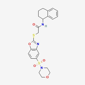 molecular formula C23H25N3O5S2 B10807225 2-[(5-morpholin-4-ylsulfonyl-1,3-benzoxazol-2-yl)sulfanyl]-N-(1,2,3,4-tetrahydronaphthalen-1-yl)acetamide 