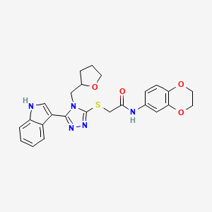 N-(2,3-dihydro-1,4-benzodioxin-6-yl)-2-[[5-(1H-indol-3-yl)-4-(oxolan-2-ylmethyl)-1,2,4-triazol-3-yl]sulfanyl]acetamide