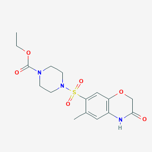 molecular formula C16H21N3O6S B10807324 ethyl 4-[(6-methyl-3-oxo-3,4-dihydro-2H-1,4-benzoxazin-7-yl)sulfonyl]piperazine-1-carboxylate 