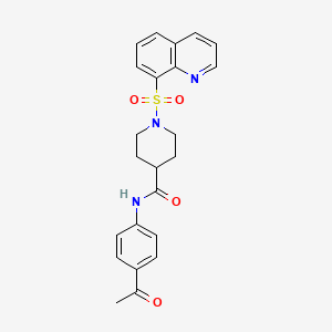 molecular formula C23H23N3O4S B10807350 N-(4-acetylphenyl)-1-quinolin-8-ylsulfonylpiperidine-4-carboxamide 