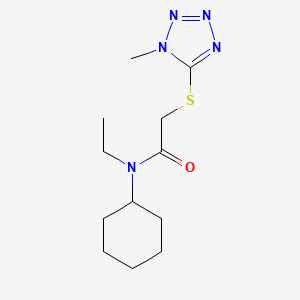 molecular formula C12H21N5OS B10807399 N-cyclohexyl-N-ethyl-2-(1-methyltetrazol-5-yl)sulfanylacetamide CAS No. 80472-71-5