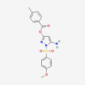 molecular formula C18H17N3O5S B10807467 [5-amino-1-(4-methoxyphenyl)sulfonylpyrazol-3-yl] 4-methylbenzoate 